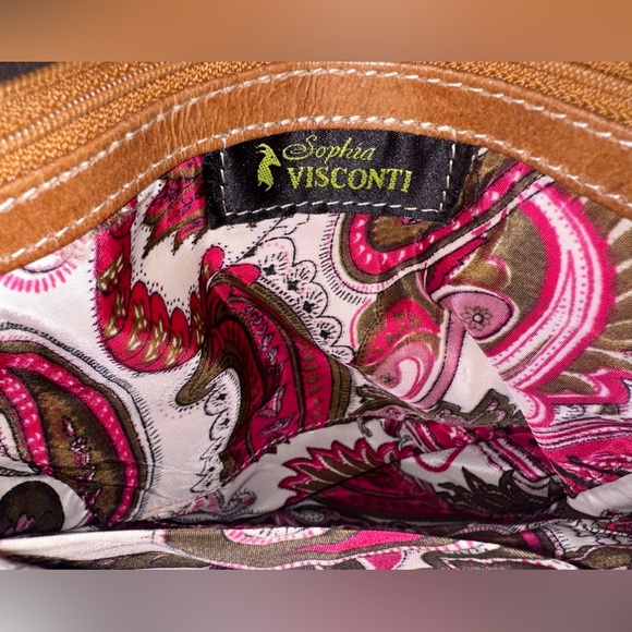 Sophia Visconti Purse Brown Suede And Patent Leather Brown Pink/ white lining - Picture 7 of 7